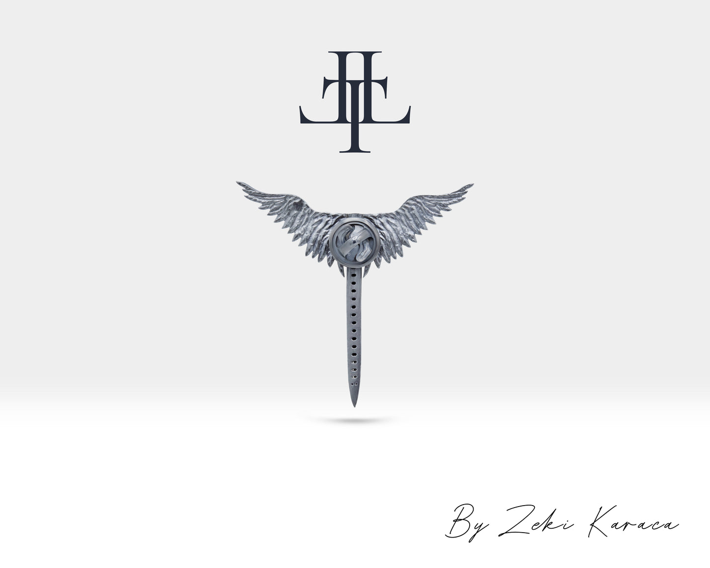 Pırlantalı Kanatlı Kılıç Yaka İğnesi, 925K Gümüş | LZ00014DB