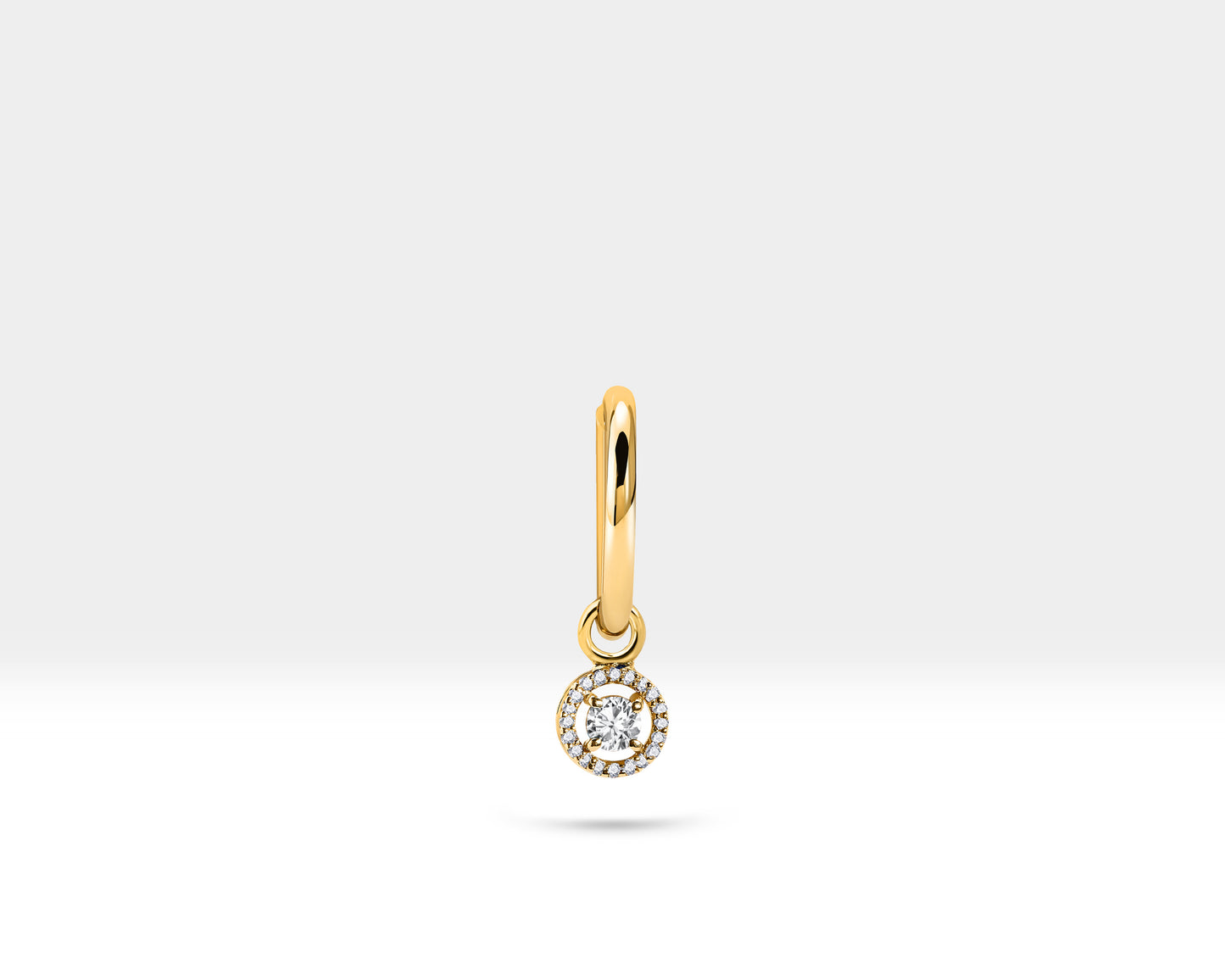 Yuvarlak Siyah Pırlanta Sallantılı Küpe, 12 MM , 14K Sarı-Beyaz-Kırmızı Altın | LE00062D