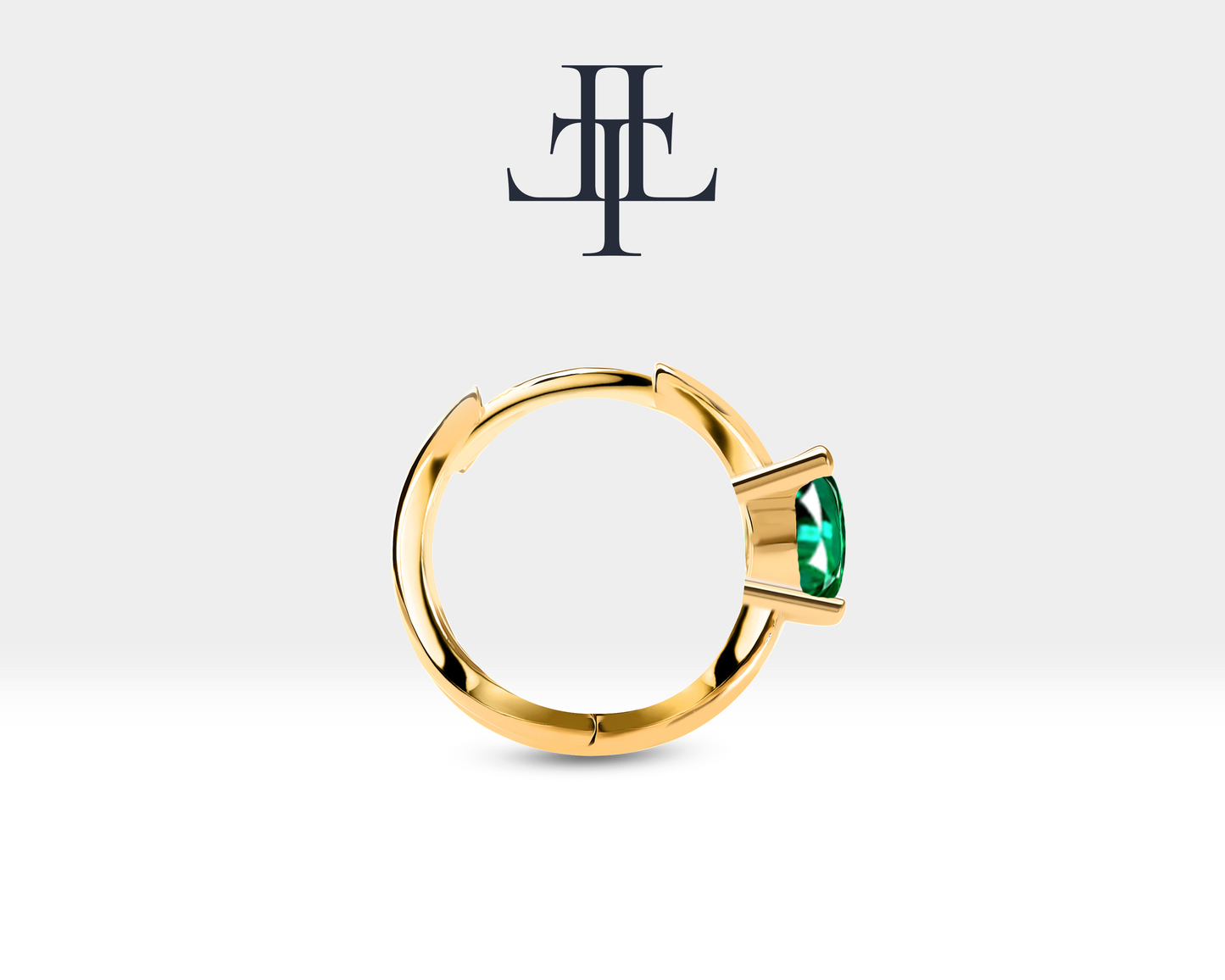 Çapraz Damla Zümrüt Küpe, 12 MM , 14K Sarı-Beyaz-Kırmızı Altın | LE00023E