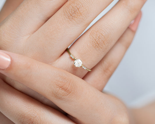 Gül Kesim Pırlanta Yüzük, 14K Sarı-Beyaz-Kırmızı Altın | LR00023D