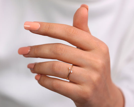 Yılan Pırlanta Yüzük, 14K Sarı-Beyaz-Kırmızı Altın | LR00043D