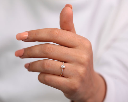 Baget ve Dizi Pırlanta Yüzük, 14K Sarı-Beyaz-Kırmızı Altın | LR00044D