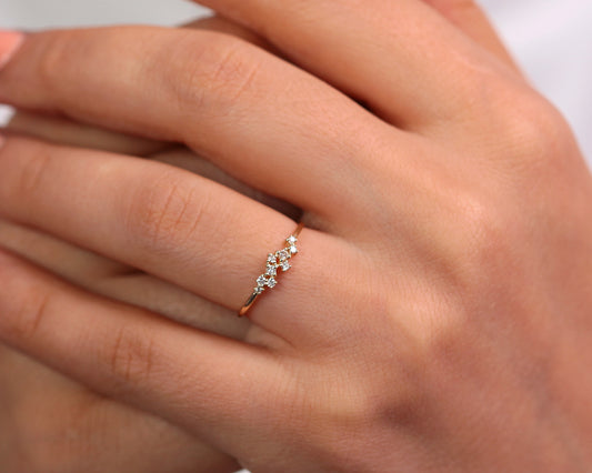 Serpiştirilmiş Pırlanta Yüzük, 14K Sarı-Beyaz-Kırmızı Altın | LR00026D