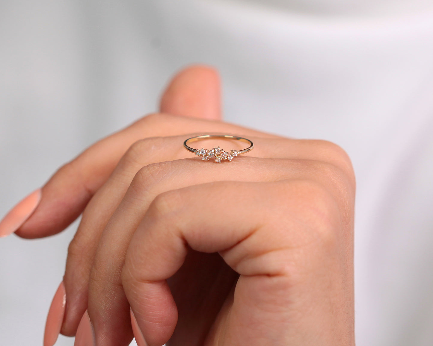 Serpiştirilmiş Pırlanta Yüzük, 14K Sarı-Beyaz-Kırmızı Altın | LR00026D