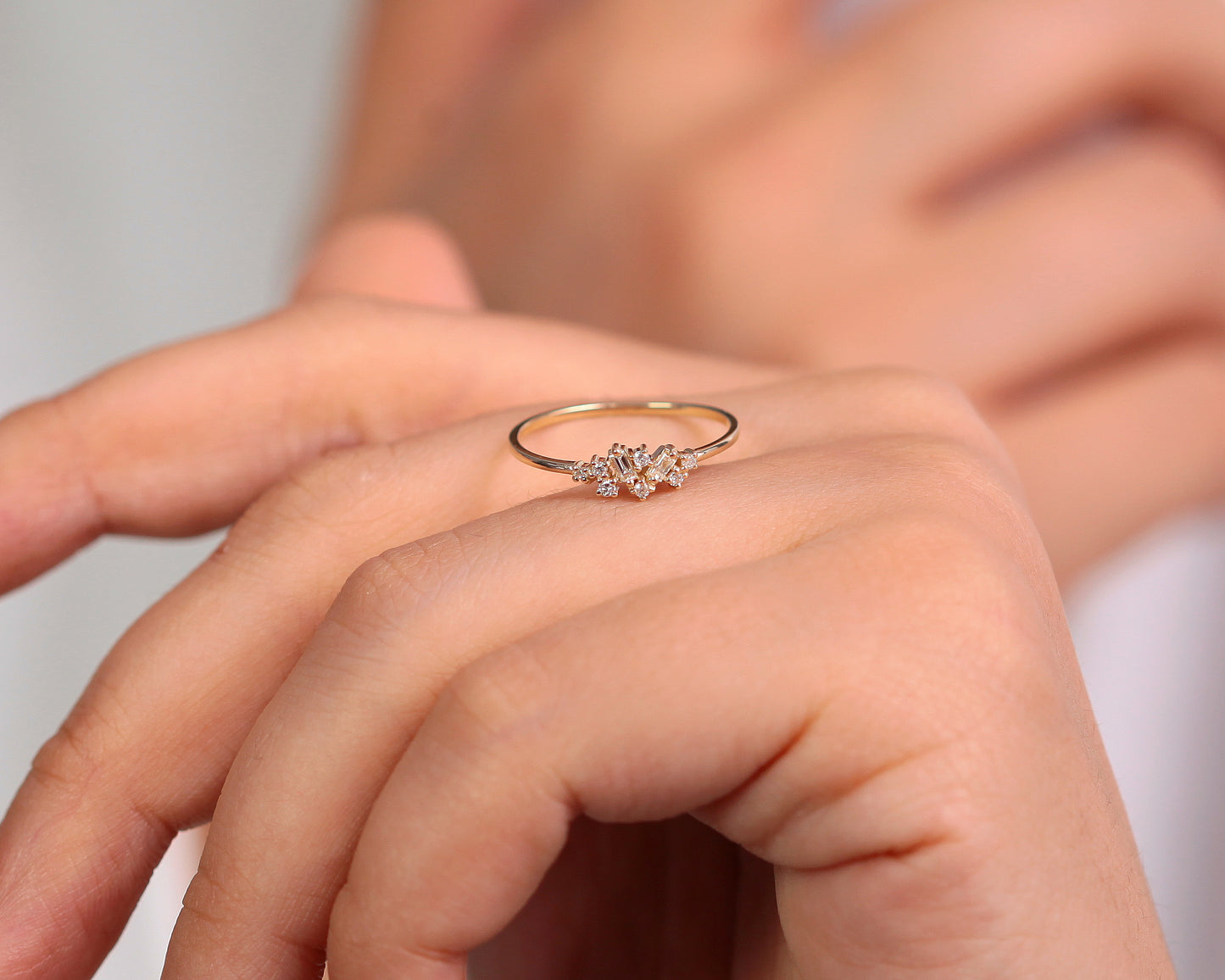 Karışık Serpiştirme Pırlanta Yüzük, 14K Sarı-Beyaz-Kırmızı Altın | LR00046D