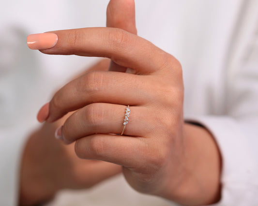 Markiz Pırlanta Burgu Kollu Yüzük, 14K Sarı-Beyaz-Kırmızı Altın | LR00051D