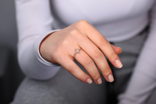 Çiçek Opal Yüzük, 14K Sarı-Beyaz-Kırmızı Altın | LR00008DO