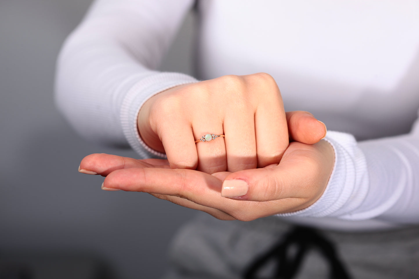 Opal Yüzük, 14K Sarı-Beyaz-Kırmızı Altın | LR00012DO