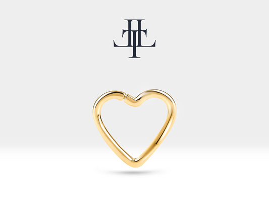 Sade Kalp Piercing, 13 MM , 1.20 MM, 14K Sarı-Beyaz-Kırmızı Altın | LC00010
