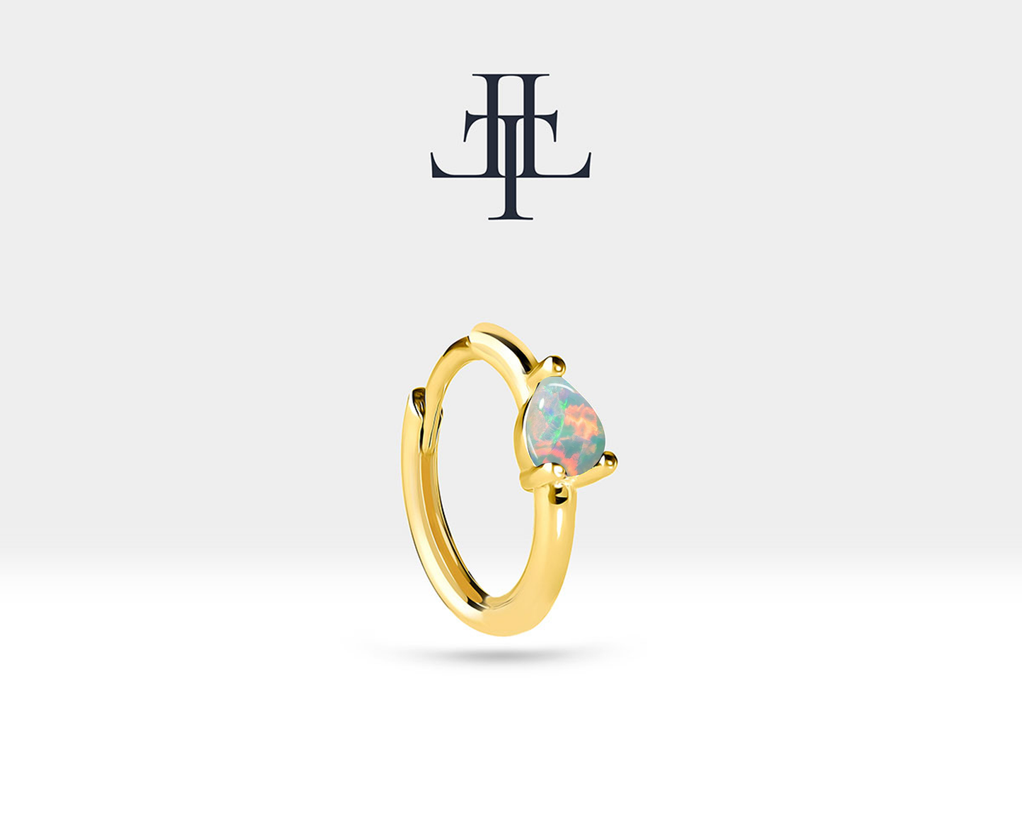 Damla Opal Küpe, 12 MM , 14K Sarı-Beyaz-Kırmızı Altın | LE00009O