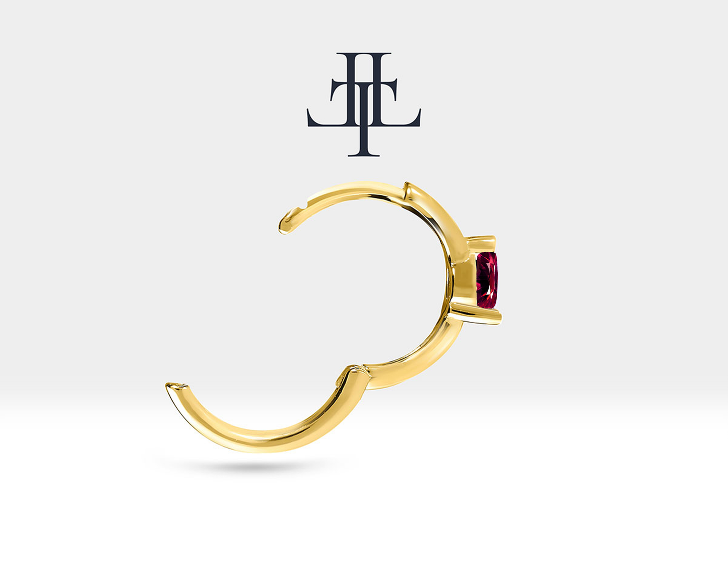 Damla Yakut Küpe, 12 MM , 14K Sarı-Beyaz-Kırmızı Altın | LE00009R