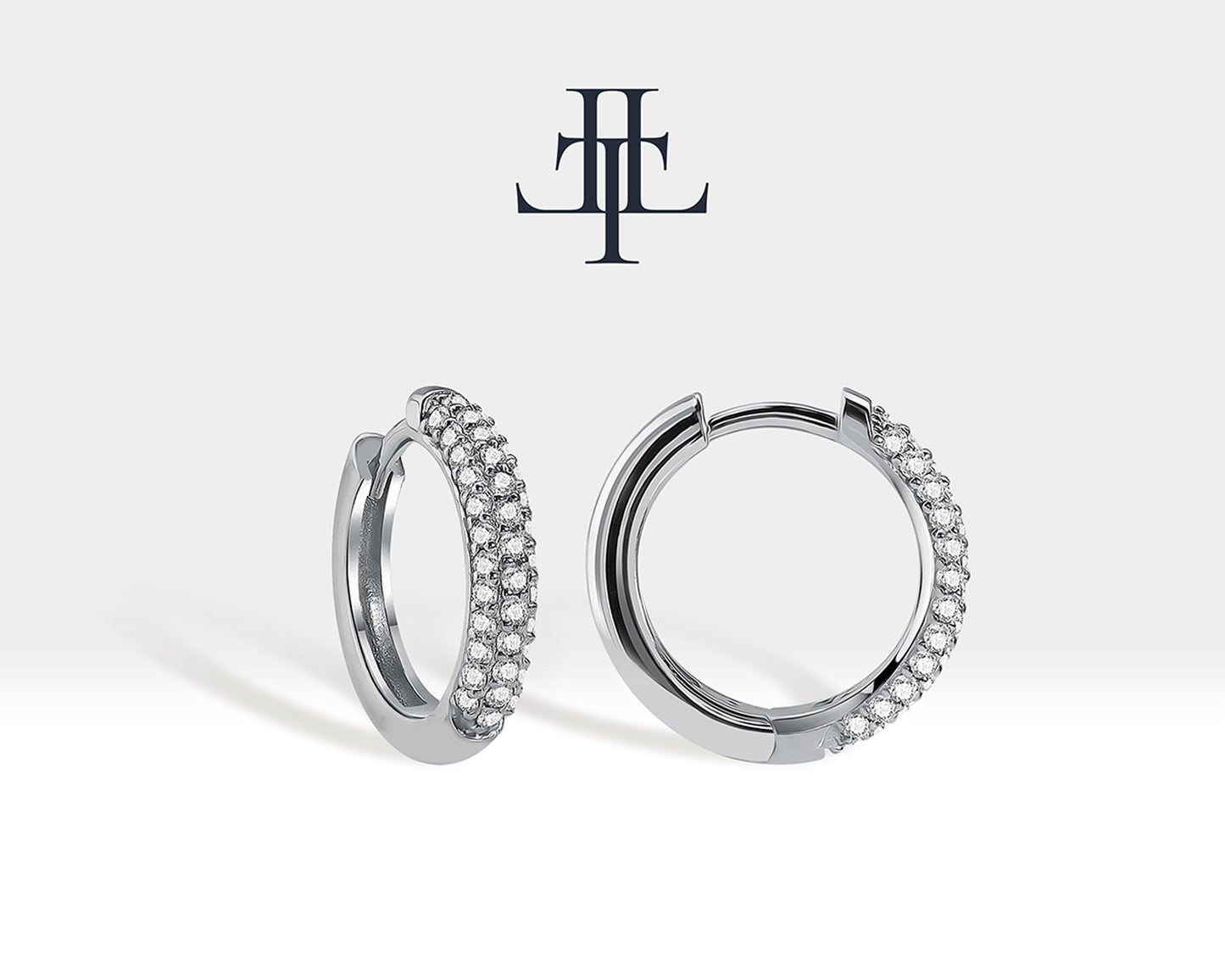 Pave Halka Pırlantalı Küpe, 10-15 MM , 14K Sarı-Beyaz-Kırmızı Altın | LE00038D
