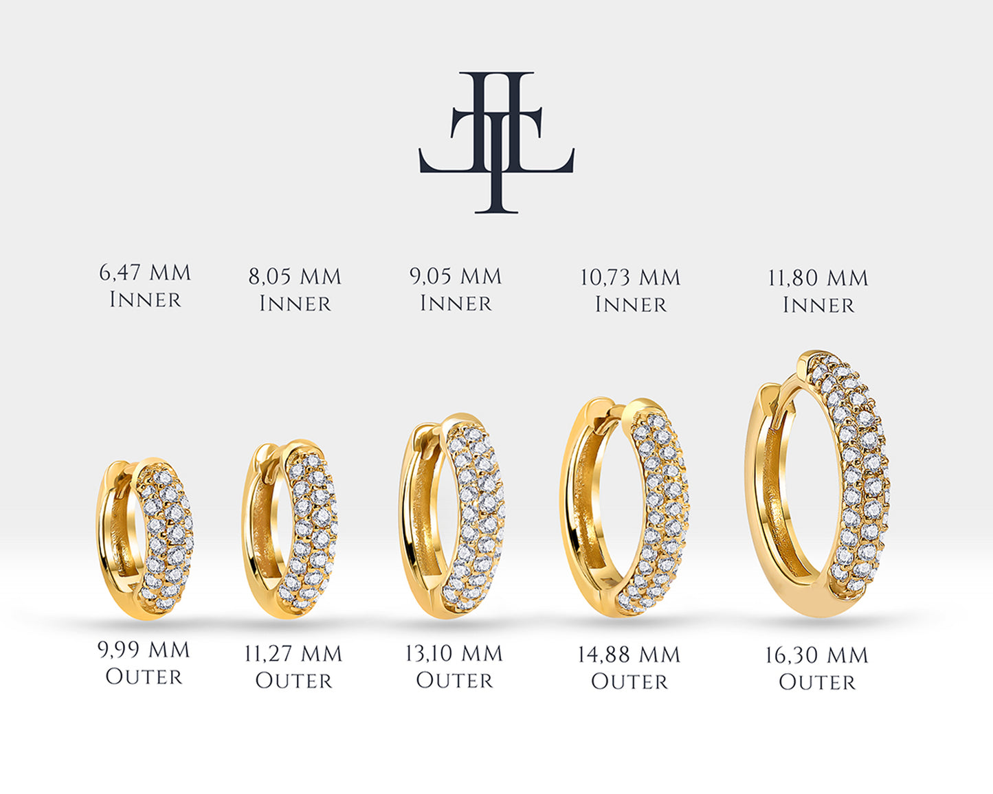 Pave Halka Pırlantalı Küpe, 10-15 MM , 14K Sarı-Beyaz-Kırmızı Altın | LE00038D