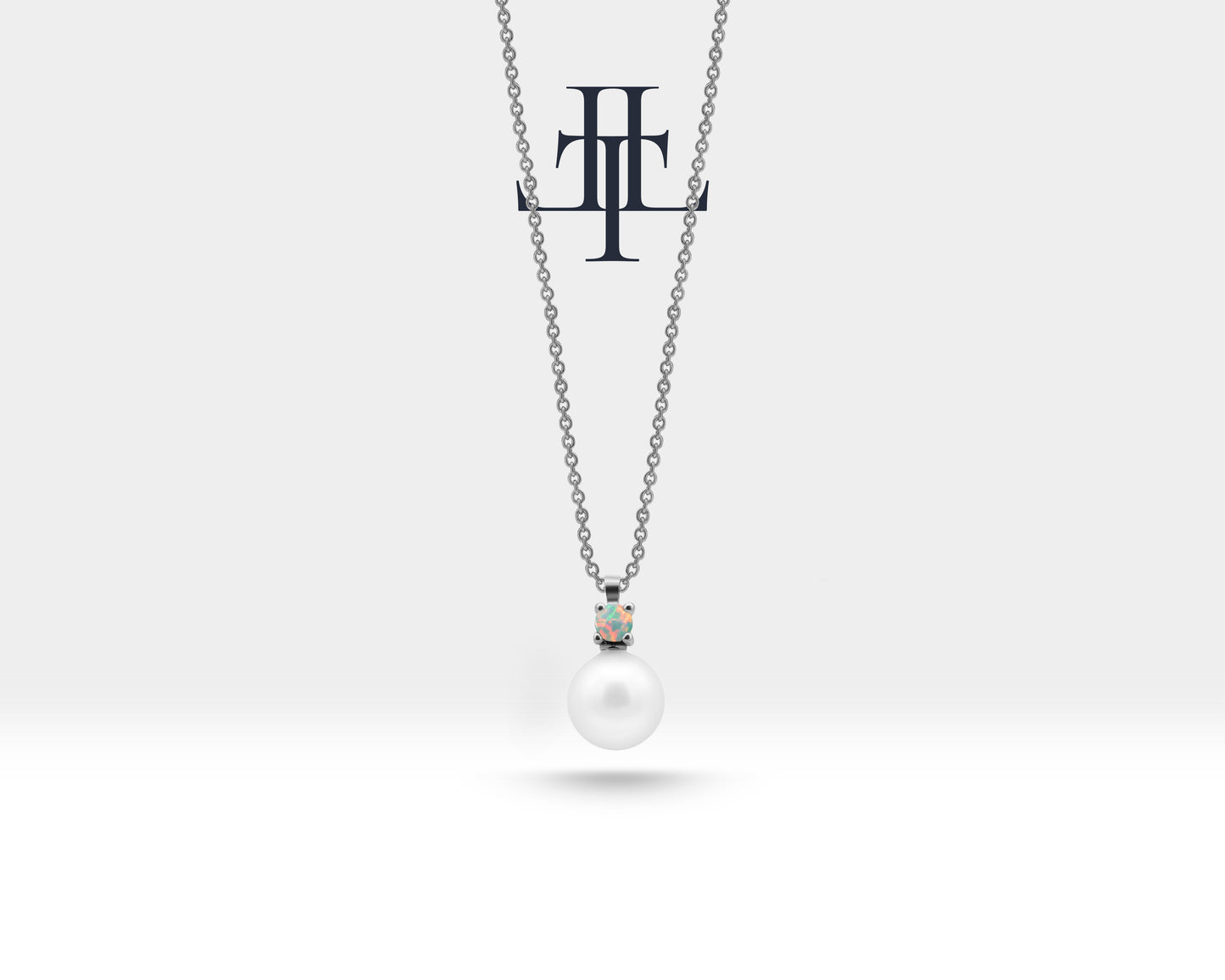 Yuvarlak Opal İnci Kolye, 14K Sarı-Beyaz-Kırmızı Altın | LN00009PO