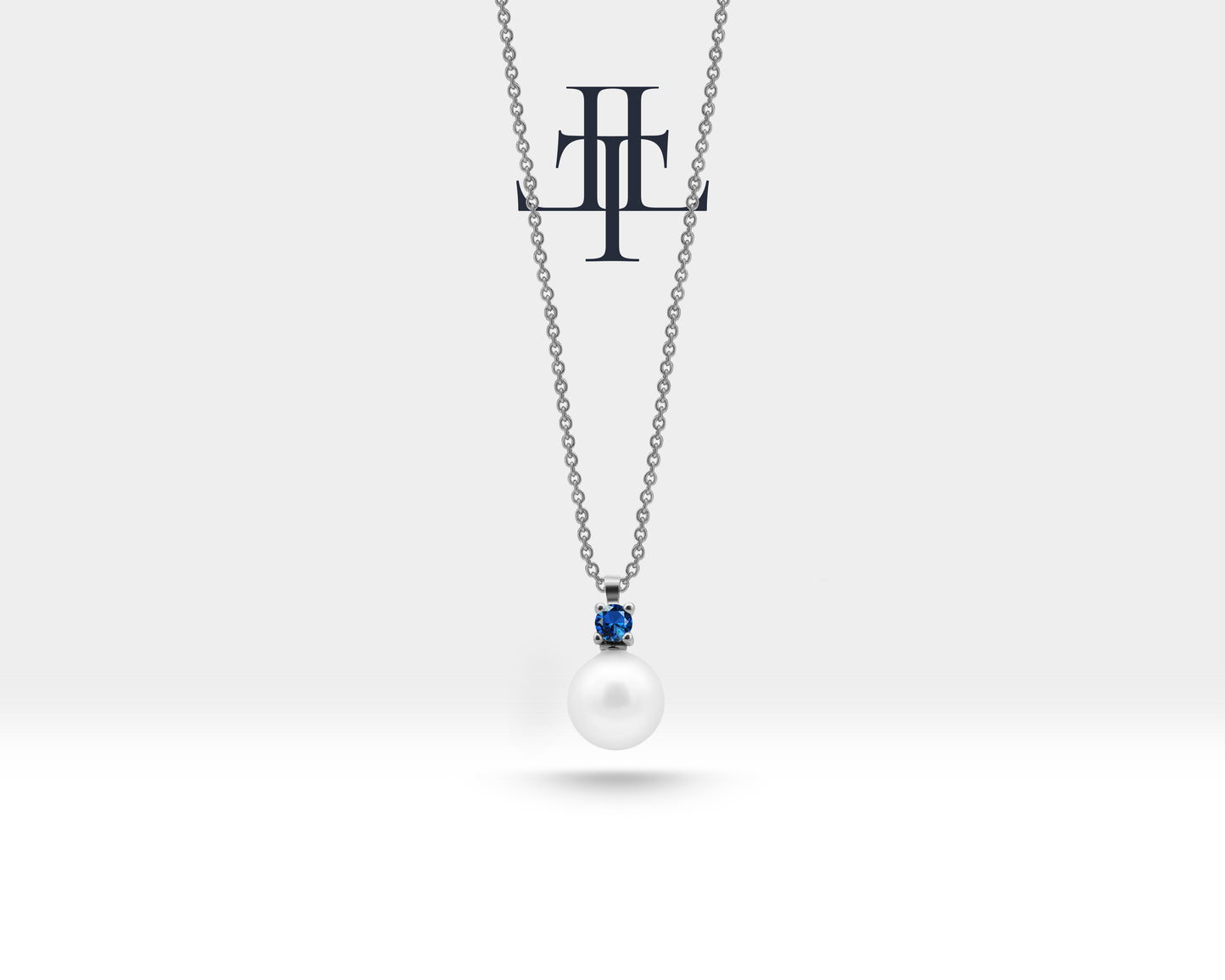 Yuvarlak Safir İnci Kolye, 14K Sarı-Beyaz-Kırmızı Altın | LN00009PS