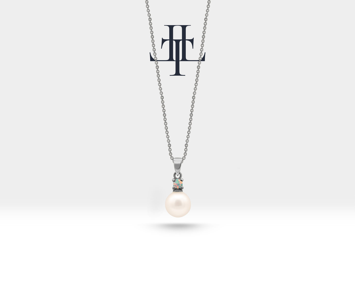 Yuvarlak Opal İnci Kolye, 14K Sarı-Beyaz-Kırmızı Altın | LN00010PO