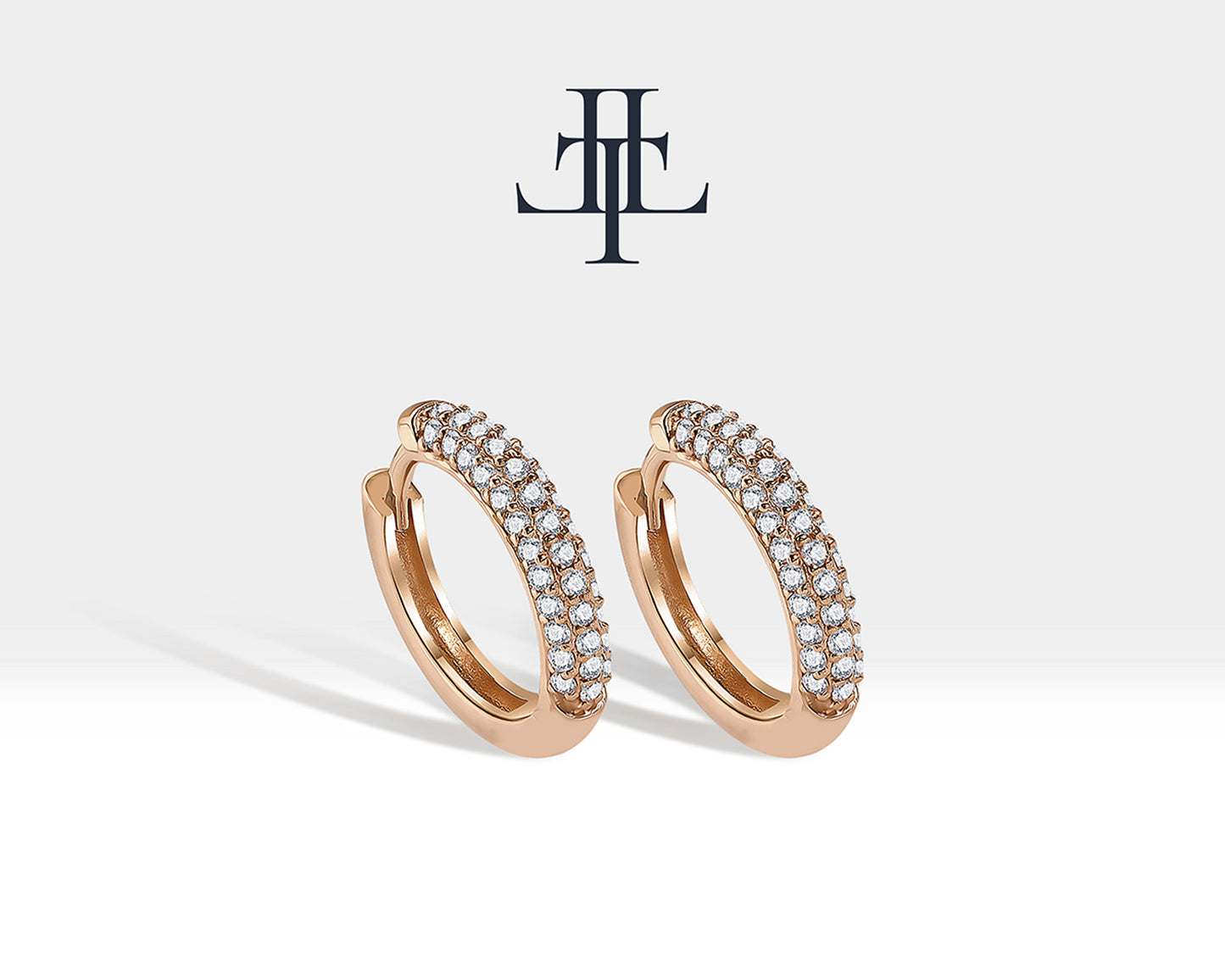 Pave Halka Pırlantalı Küpe, 10-15 MM , 14K Sarı-Beyaz-Kırmızı Altın | LE00038D