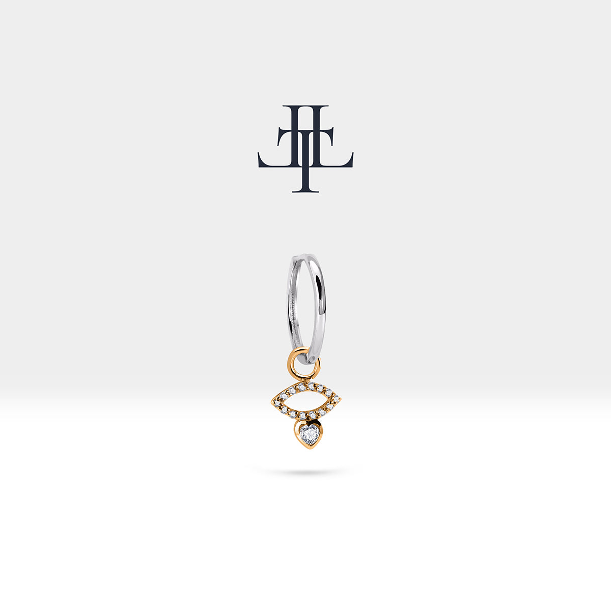 Pırlanta Göz Sallantılı Küpe, 12 MM , 14K Sarı-Beyaz-Kırmızı Altın | LE00055D