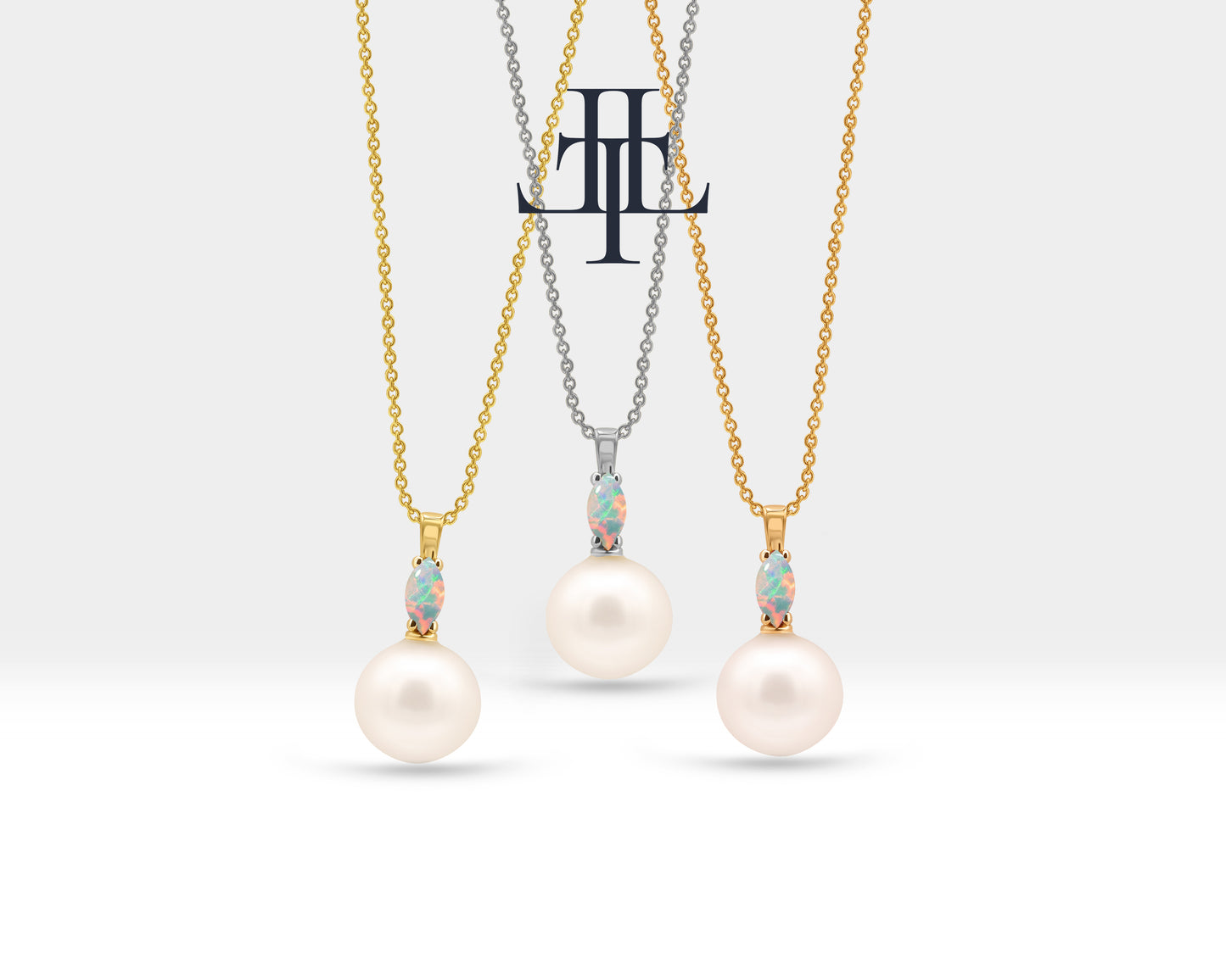 Markiz Opal İnci Kolye, 14K Sarı-Beyaz-Kırmızı Altın | LN00008PO