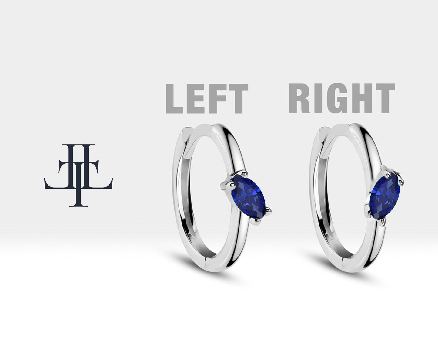 Çapraz Markiz Safirli Küpe, 12 MM , 14K Sarı-Beyaz-Kırmızı Altın | LE00025S