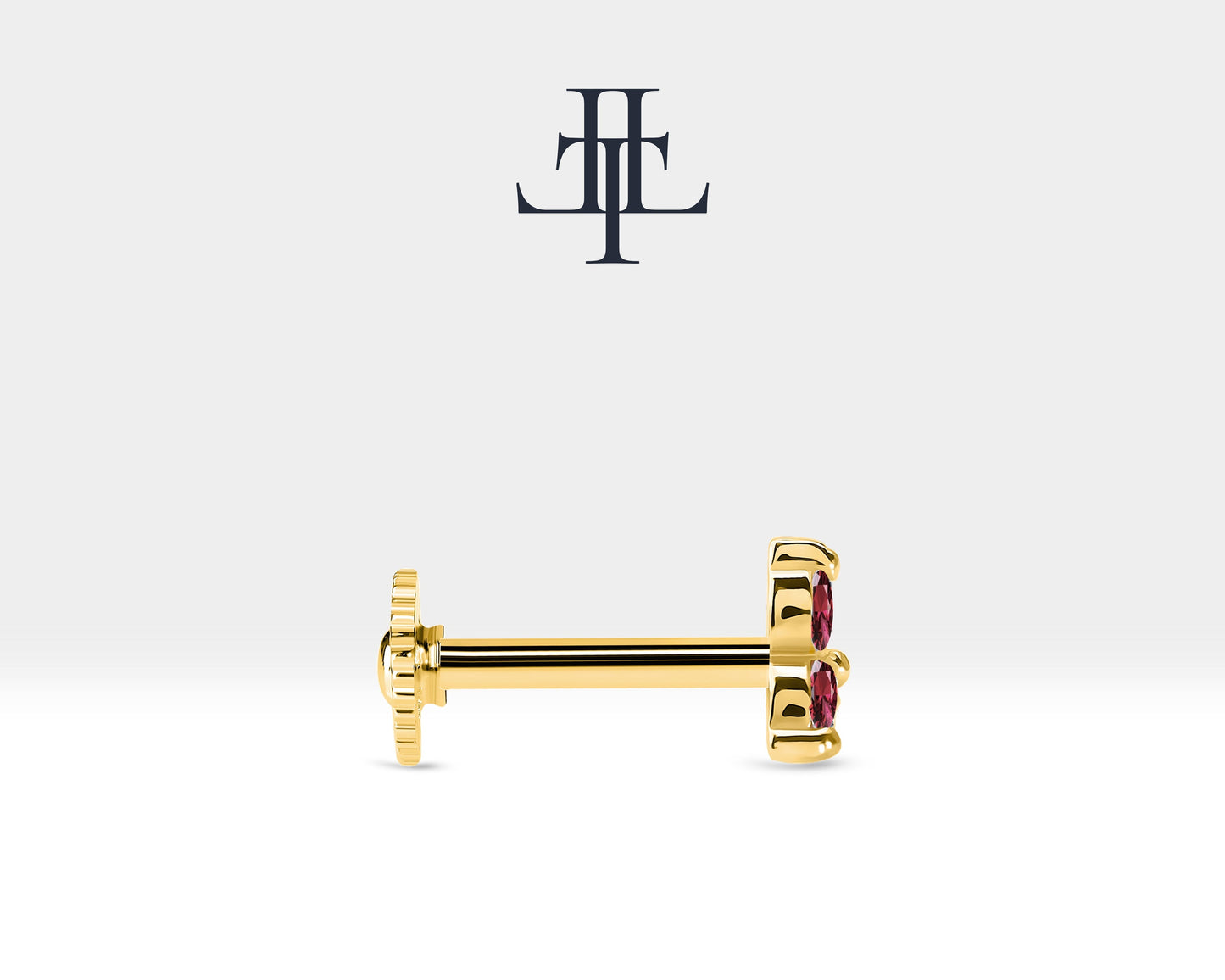Üçlü Yakut Piercing, 8 MM , 1.2 MM, 14K Sarı-Beyaz-Kırmızı Altın | LP00021R