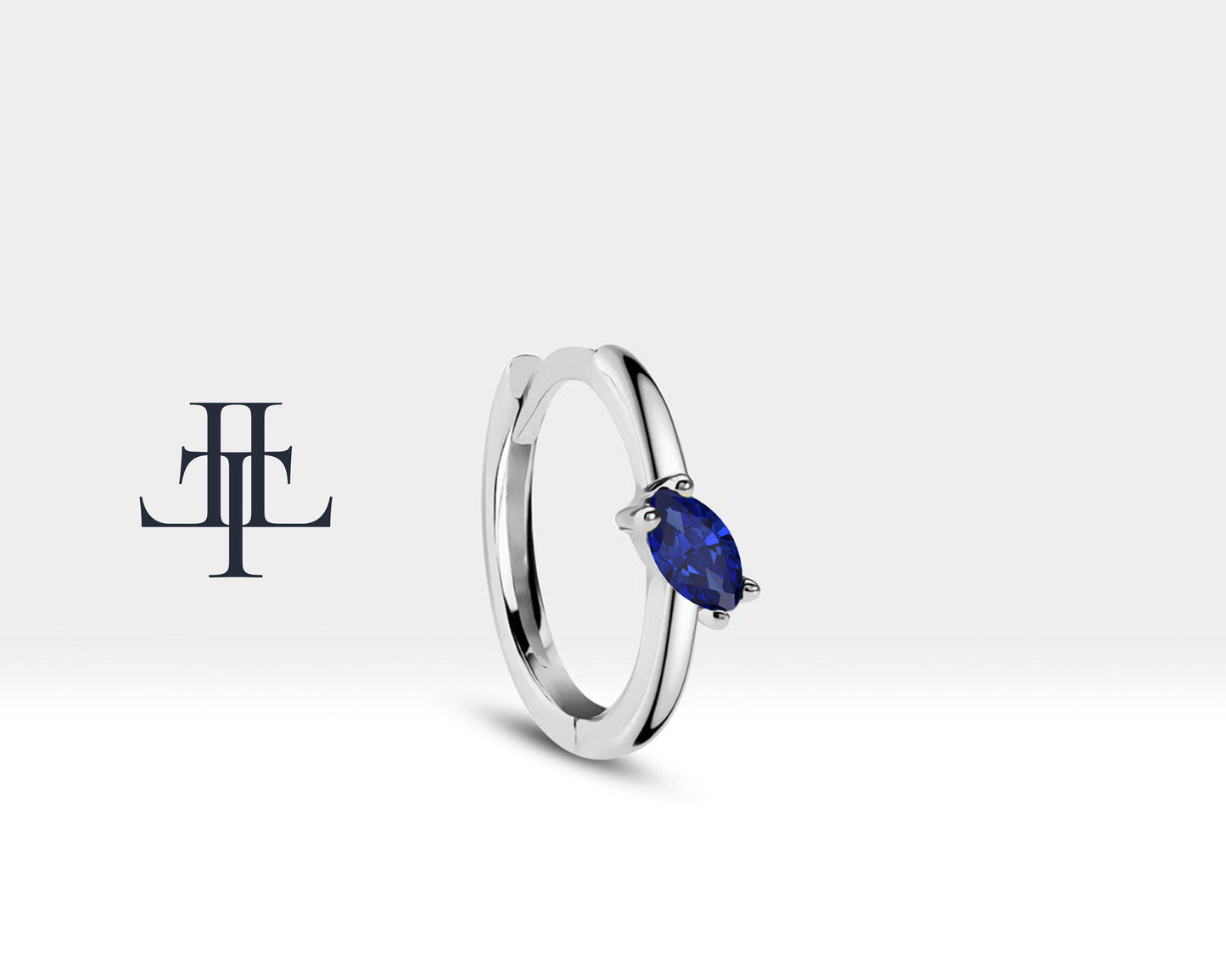 Çapraz Markiz Safirli Küpe, 12 MM , 14K Sarı-Beyaz-Kırmızı Altın | LE00025S