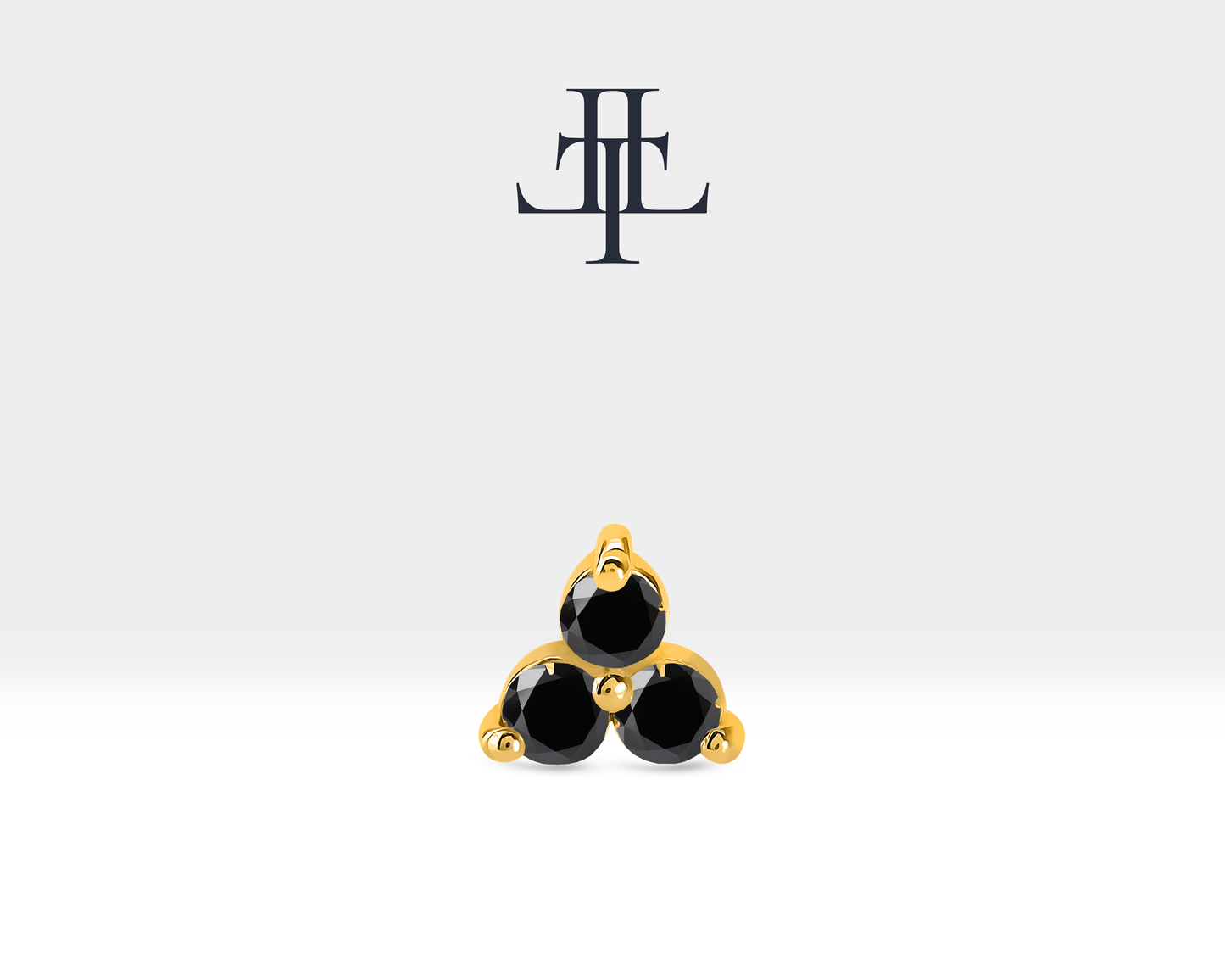 Üçlü Siyah Pırlanta Piercing, 8 MM , 1.2 MM, 14K Sarı-Beyaz-Kırmızı Altın | LP00021B
