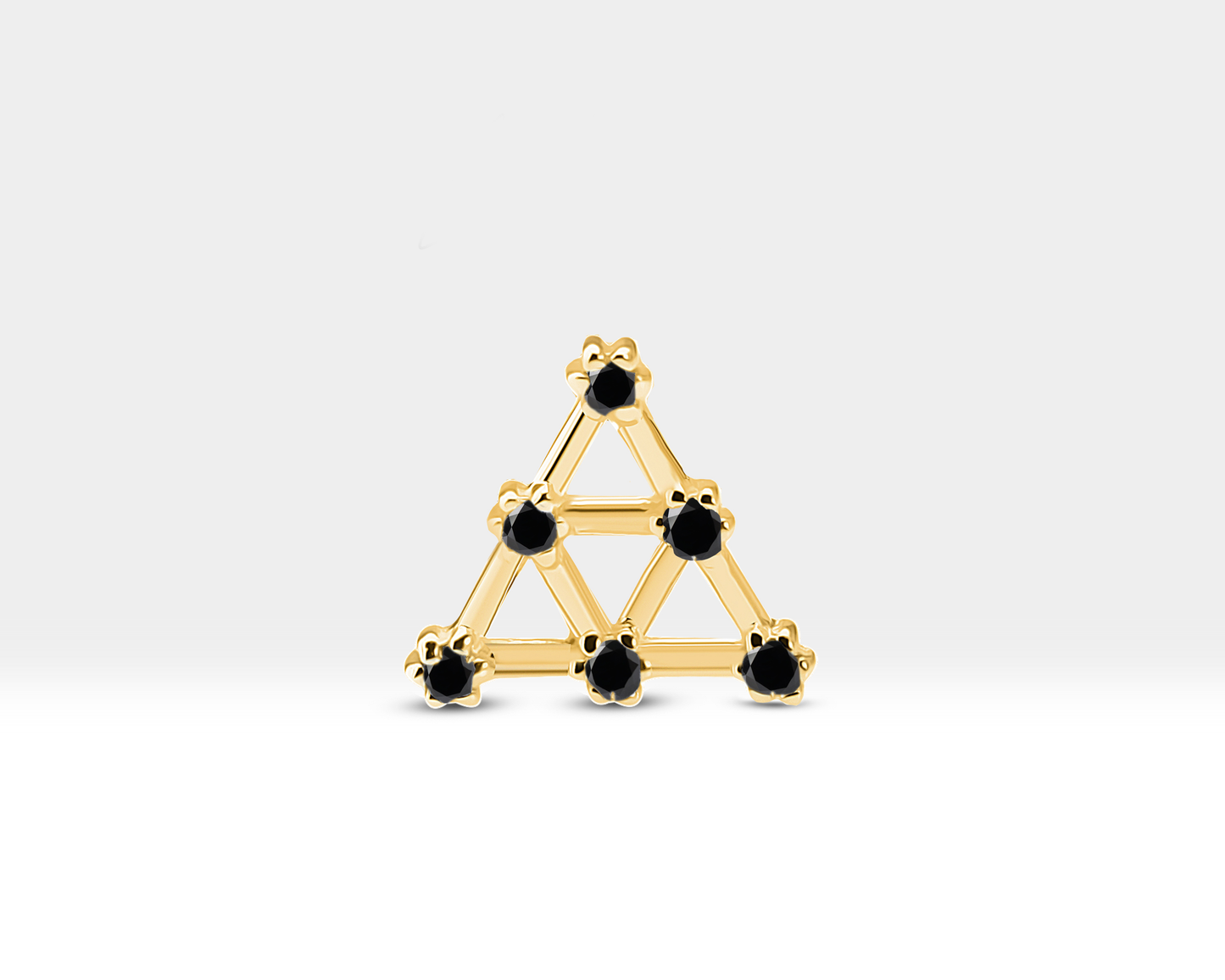 Piramit Siyah Pırlantalı Piercing, 8 MM , 1.2 MM, 14K Sarı-Beyaz-Kırmızı Altın | LP00003B