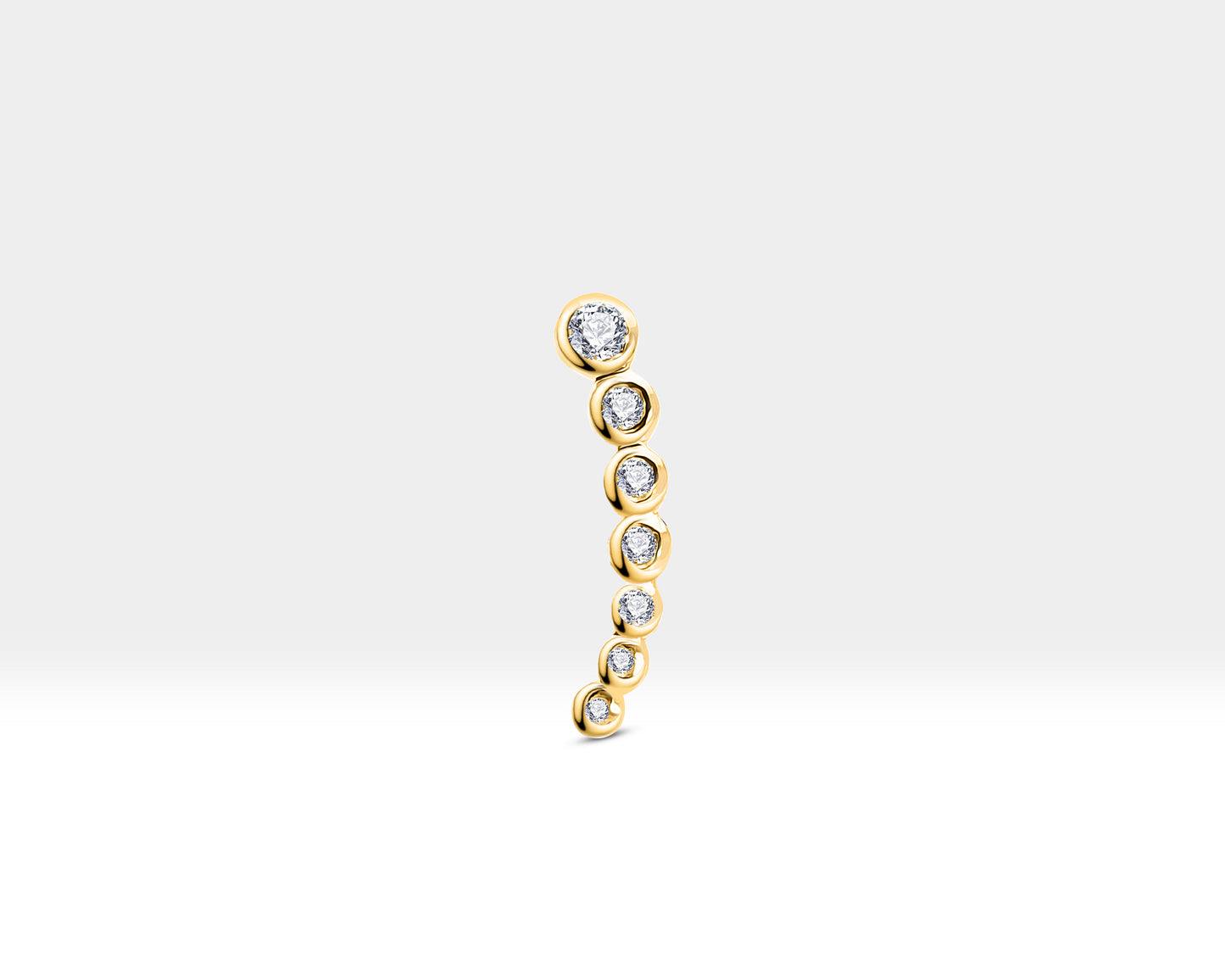 Süzme Pırlantalı Piercing, 8 MM , 1.2 MM, 14K Sarı-Beyaz-Kırmızı Altın | LP00005D