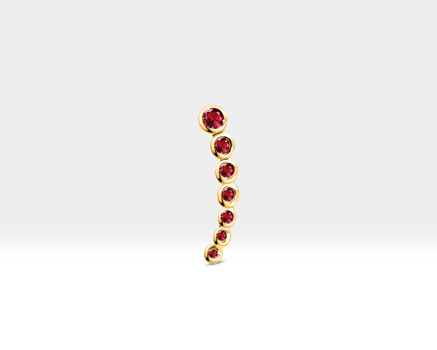 Süzme Yakutlu Piercing, 8 MM , 1.2 MM, 14K Sarı-Beyaz-Kırmızı Altın | LP00005R