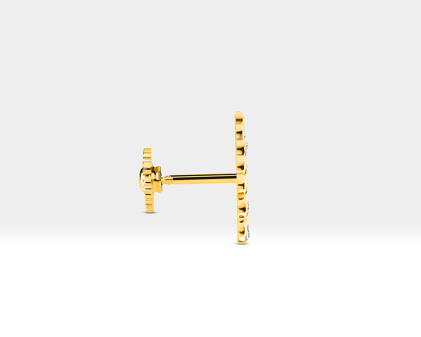Süzme Pırlantalı Piercing, 8 MM , 1.2 MM, 14K Sarı-Beyaz-Kırmızı Altın | LP00005D