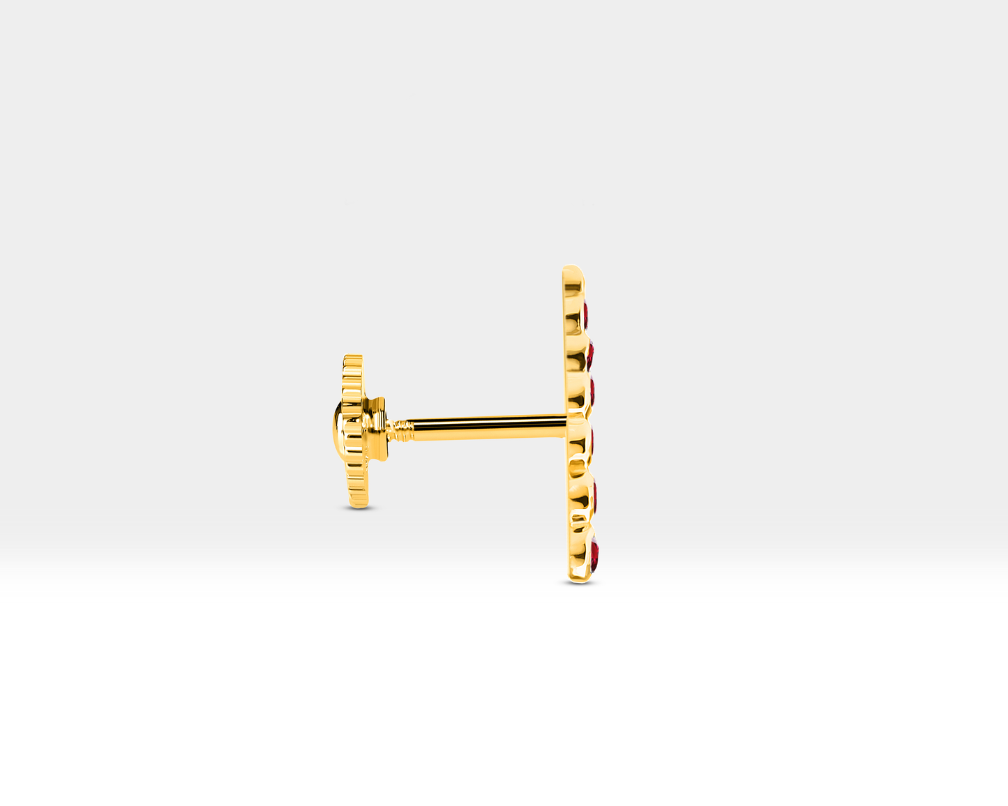 Süzme Yakutlu Piercing, 8 MM , 1.2 MM, 14K Sarı-Beyaz-Kırmızı Altın | LP00005R