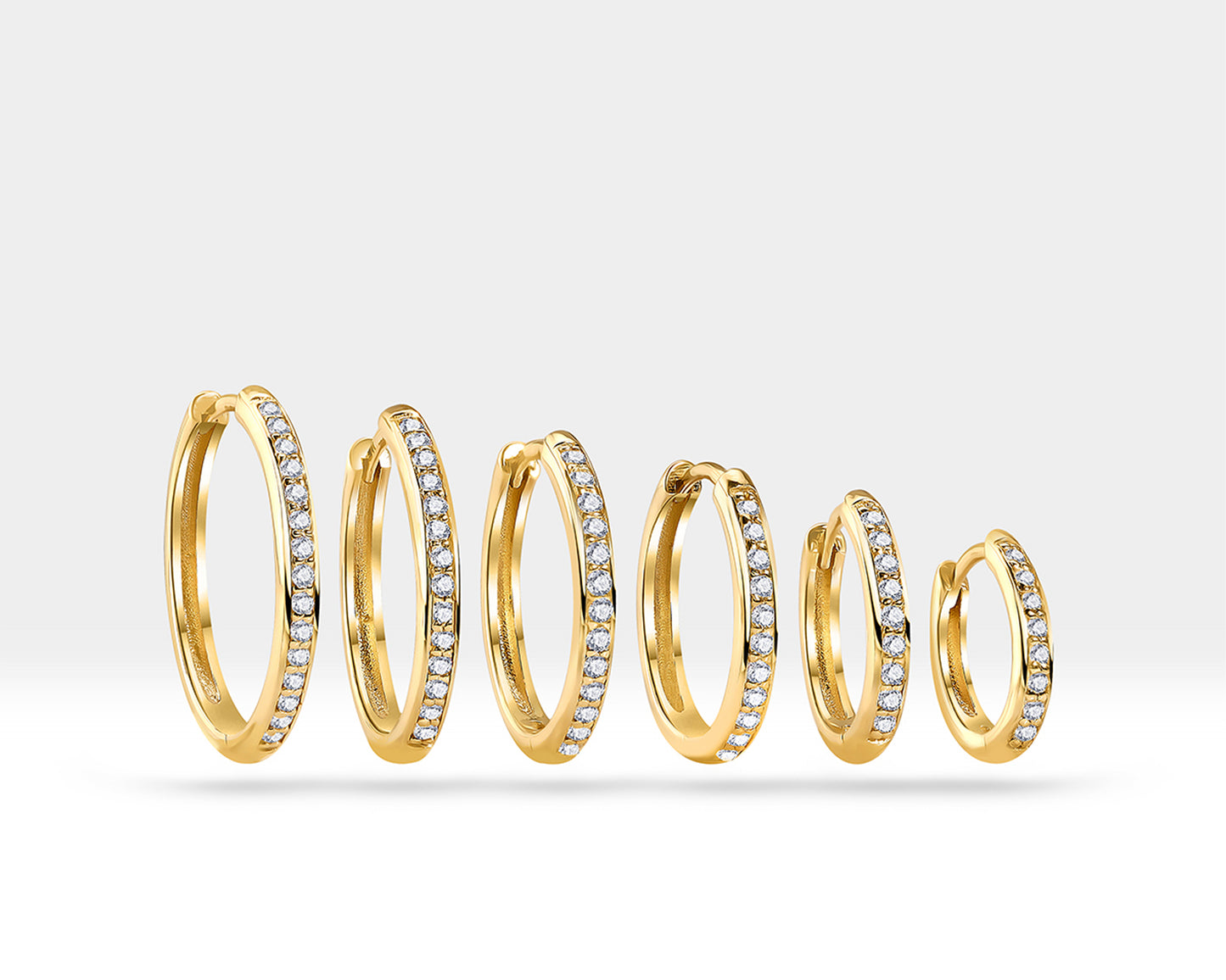Halka Pırlantalı Küpe, 8-17 MM , 14K Sarı-Beyaz-Kırmızı Altın | LE00035D