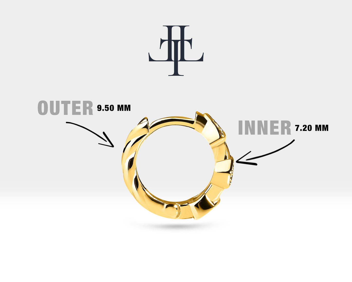 Pırlantalı Üçgen Motifli Küpe, 9.50 MM , 14K Sarı-Beyaz-Kırmızı Altın | LE00014D