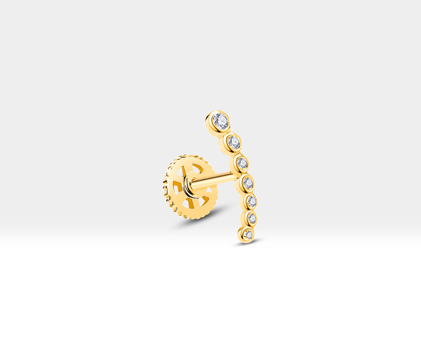 Süzme Pırlantalı Piercing, 8 MM , 1.2 MM, 14K Sarı-Beyaz-Kırmızı Altın | LP00005D