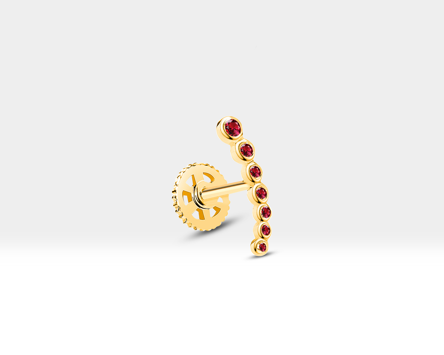 Süzme Yakutlu Piercing, 8 MM , 1.2 MM, 14K Sarı-Beyaz-Kırmızı Altın | LP00005R
