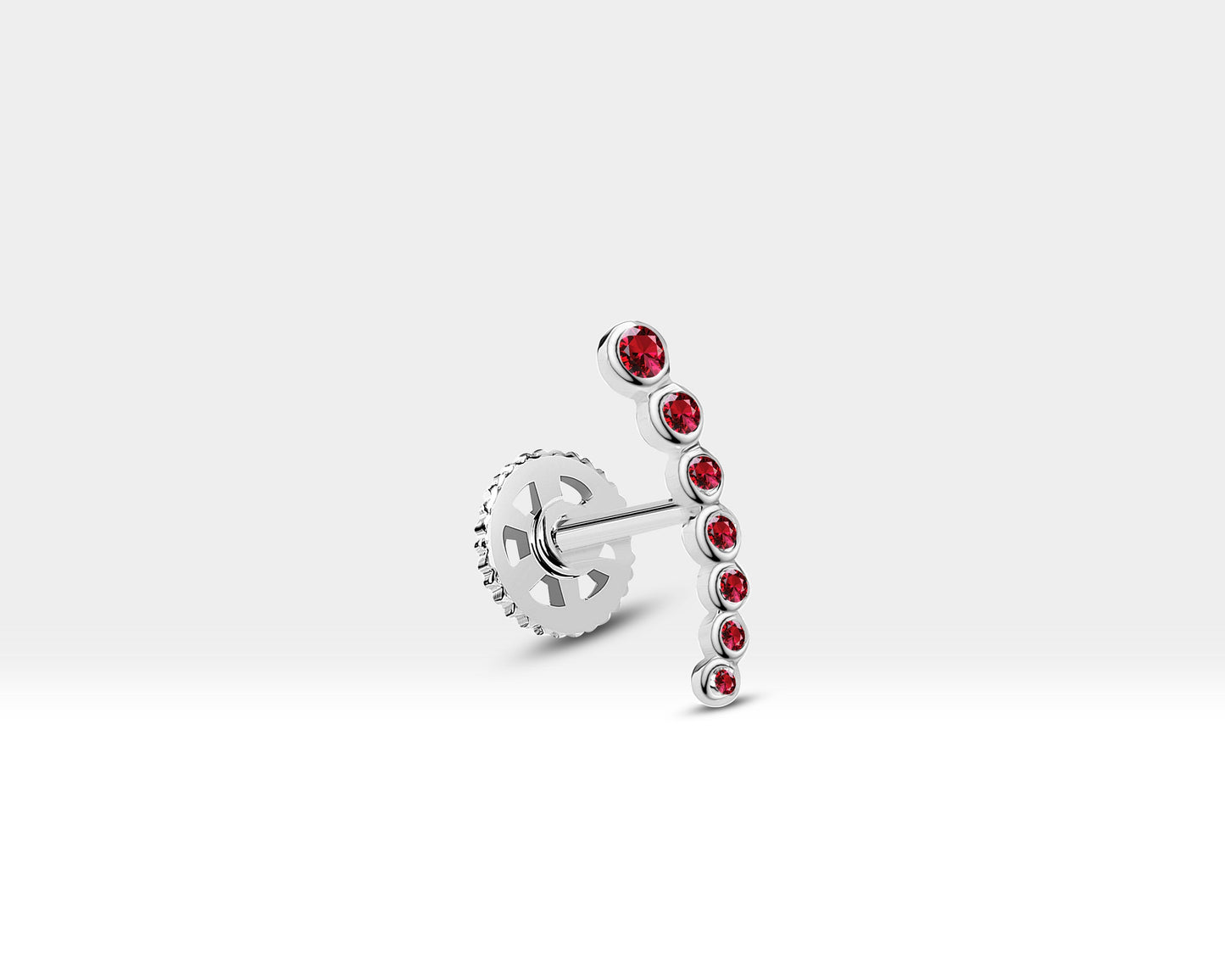 Süzme Yakutlu Piercing, 8 MM , 1.2 MM, 14K Sarı-Beyaz-Kırmızı Altın | LP00005R