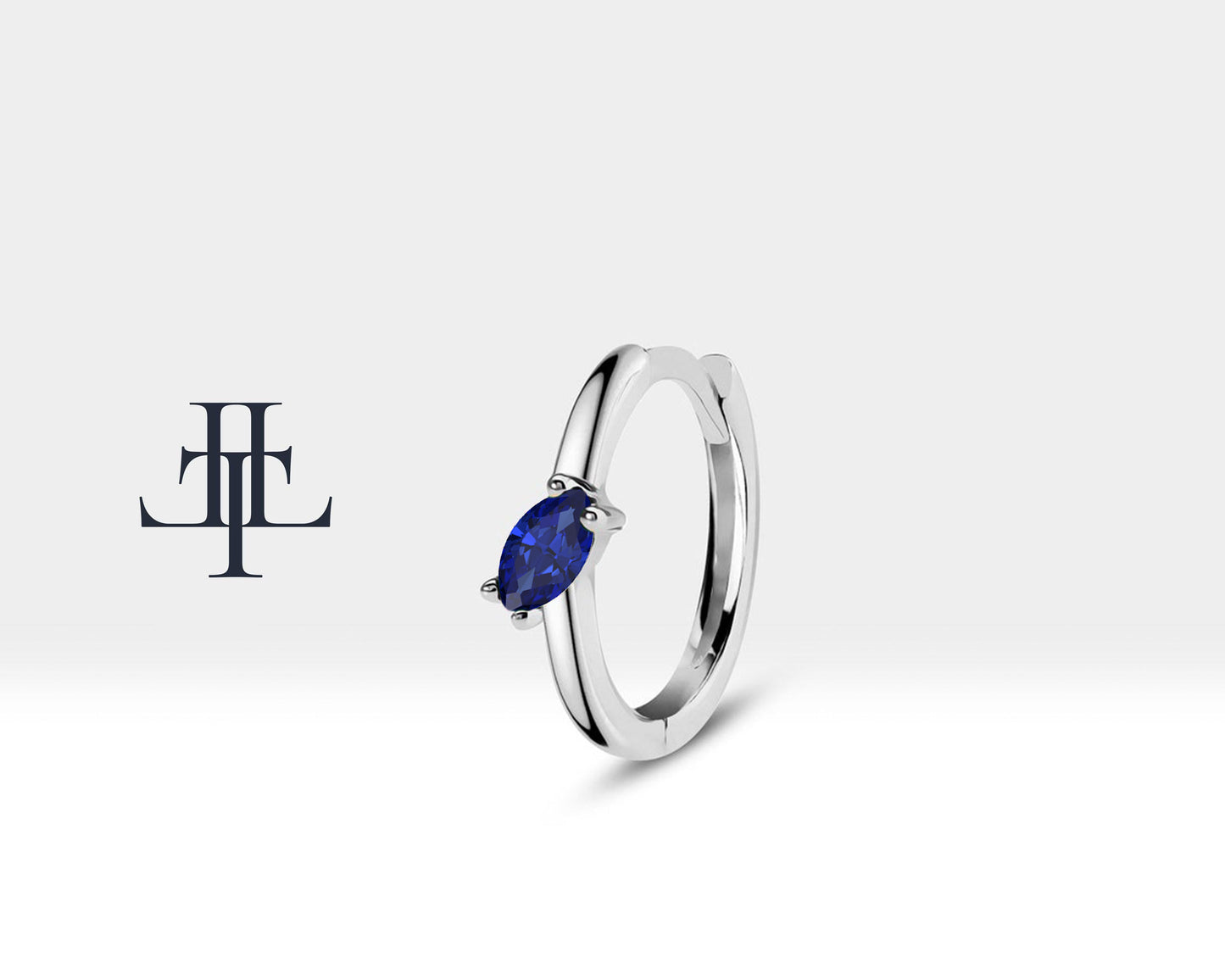 Çapraz Markiz Safirli Küpe, 12 MM , 14K Sarı-Beyaz-Kırmızı Altın | LE00025S