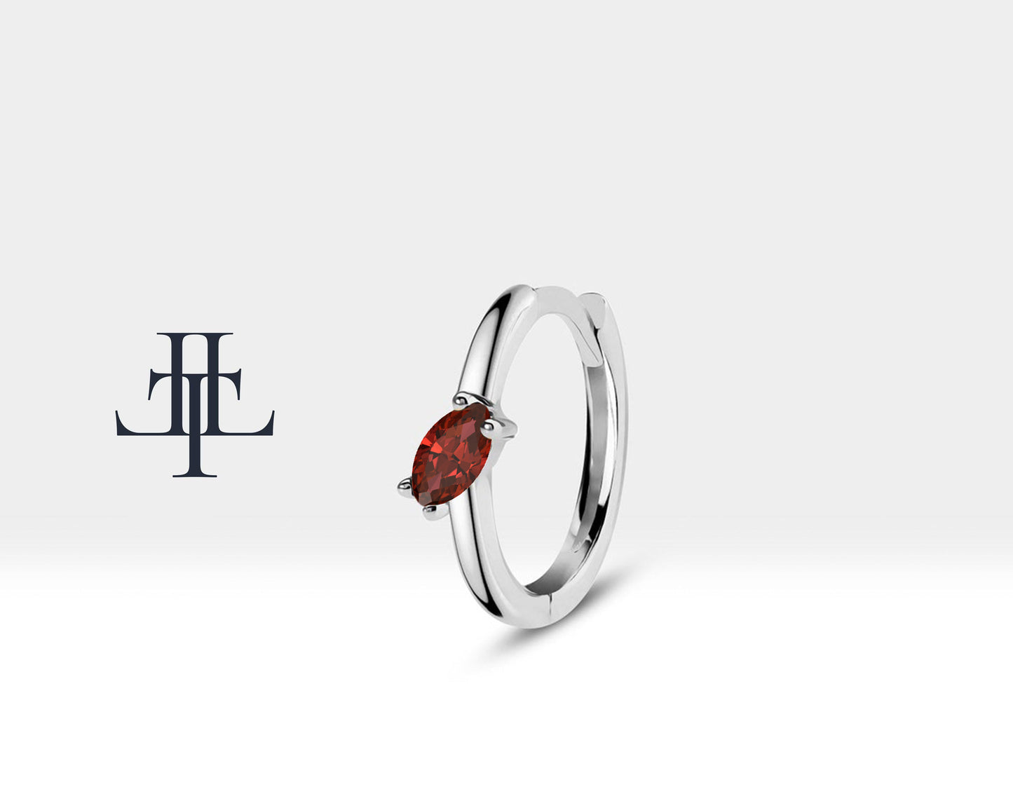 Çapraz Markiz Yakutlu Küpe, 12 MM , 14K Sarı-Beyaz-Kırmızı Altın | LE00025R
