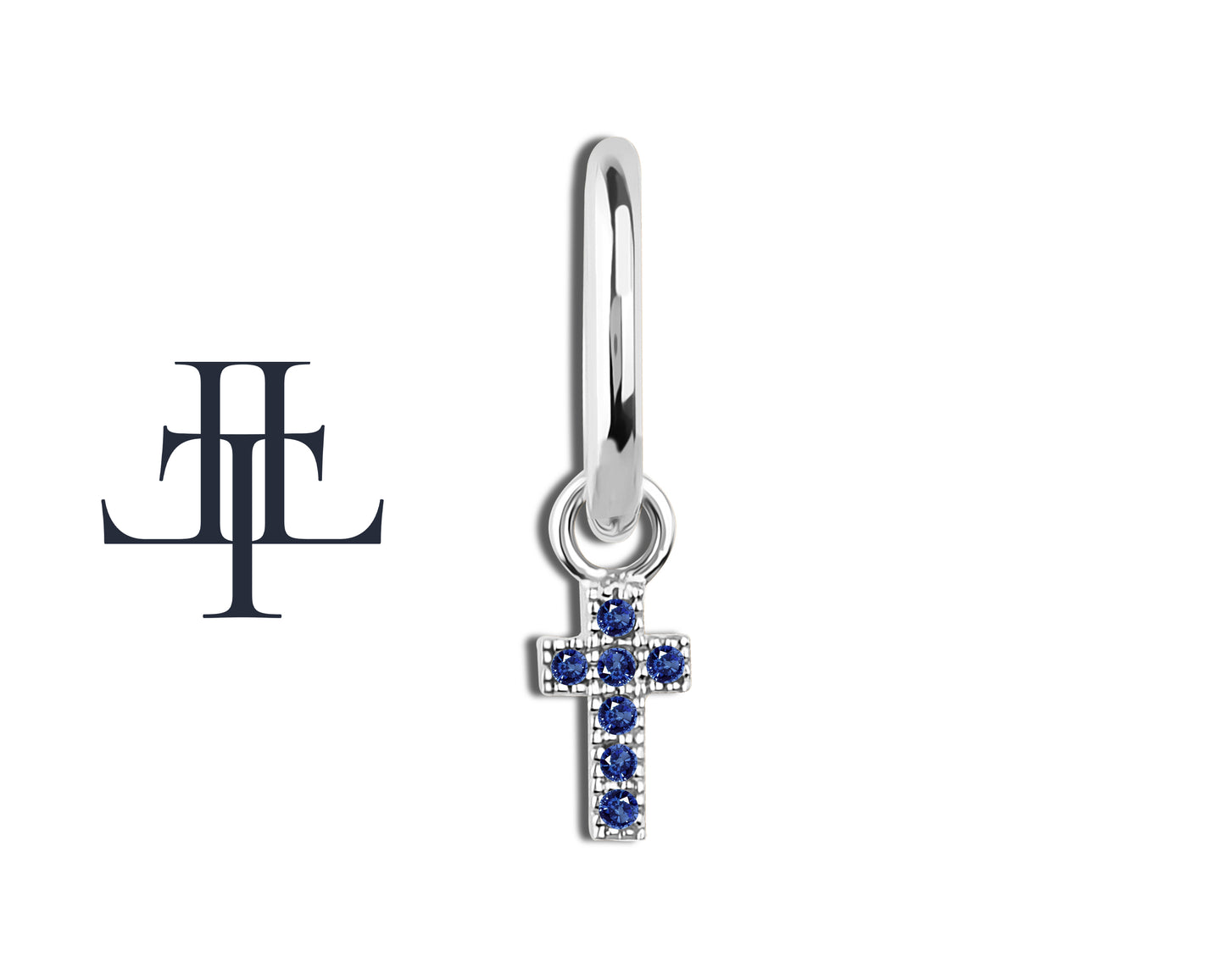 Safir Haç Sallantılı Küpe, 13 MM , 14K Sarı-Beyaz-Kırmızı Altın | LE00034S