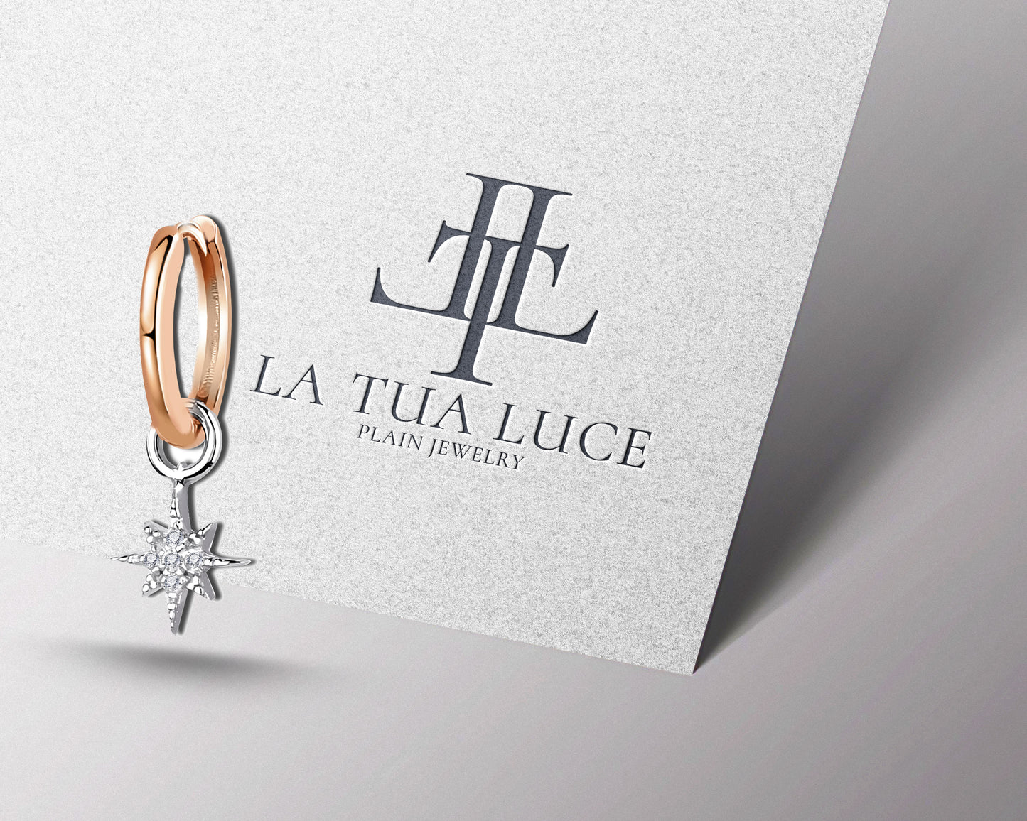 Pırlanta Kutup Yıldızı Sallantılı Küpe, 12 MM , 14K Sarı-Beyaz-Kırmızı Altın | LE00033D