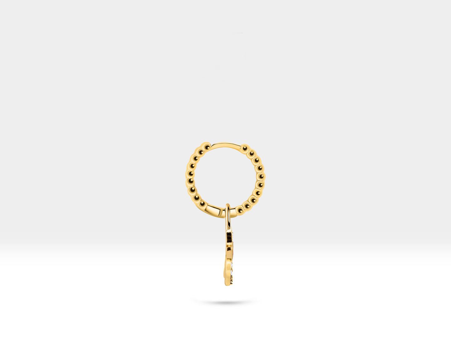 Pırlanta Deniz Kızı Kuyruğu Sallantılı Küpe, 12 MM , 14K Sarı-Beyaz-Kırmızı Altın | LE00040D