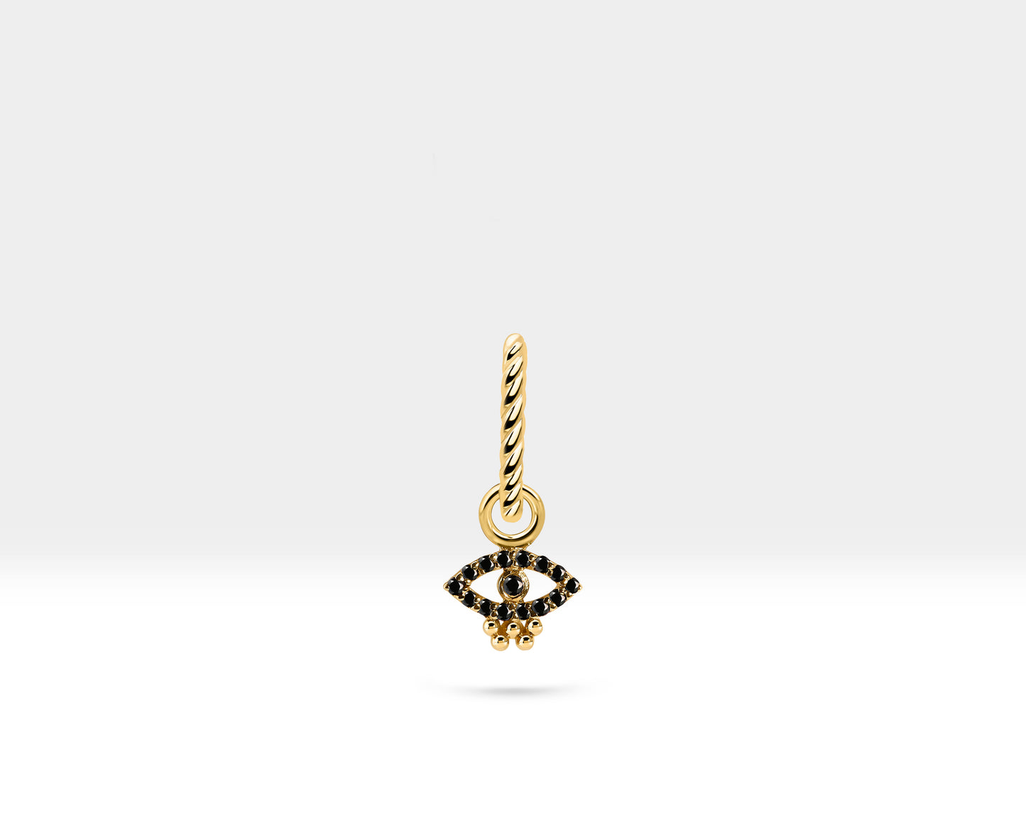 Siyah Pırlanta Göz Sallantılı Küpe, 12 MM , 14K Sarı-Beyaz-Kırmızı Altın | LE00068B