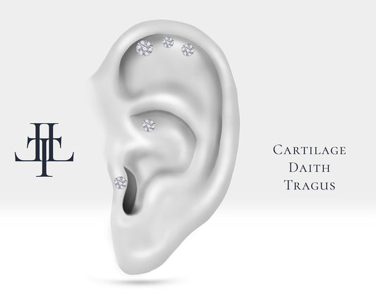 Pırlantalı Piercing, 8 MM , 1.2 MM, 14K Sarı-Beyaz-Kırmızı Altın | LP00040D