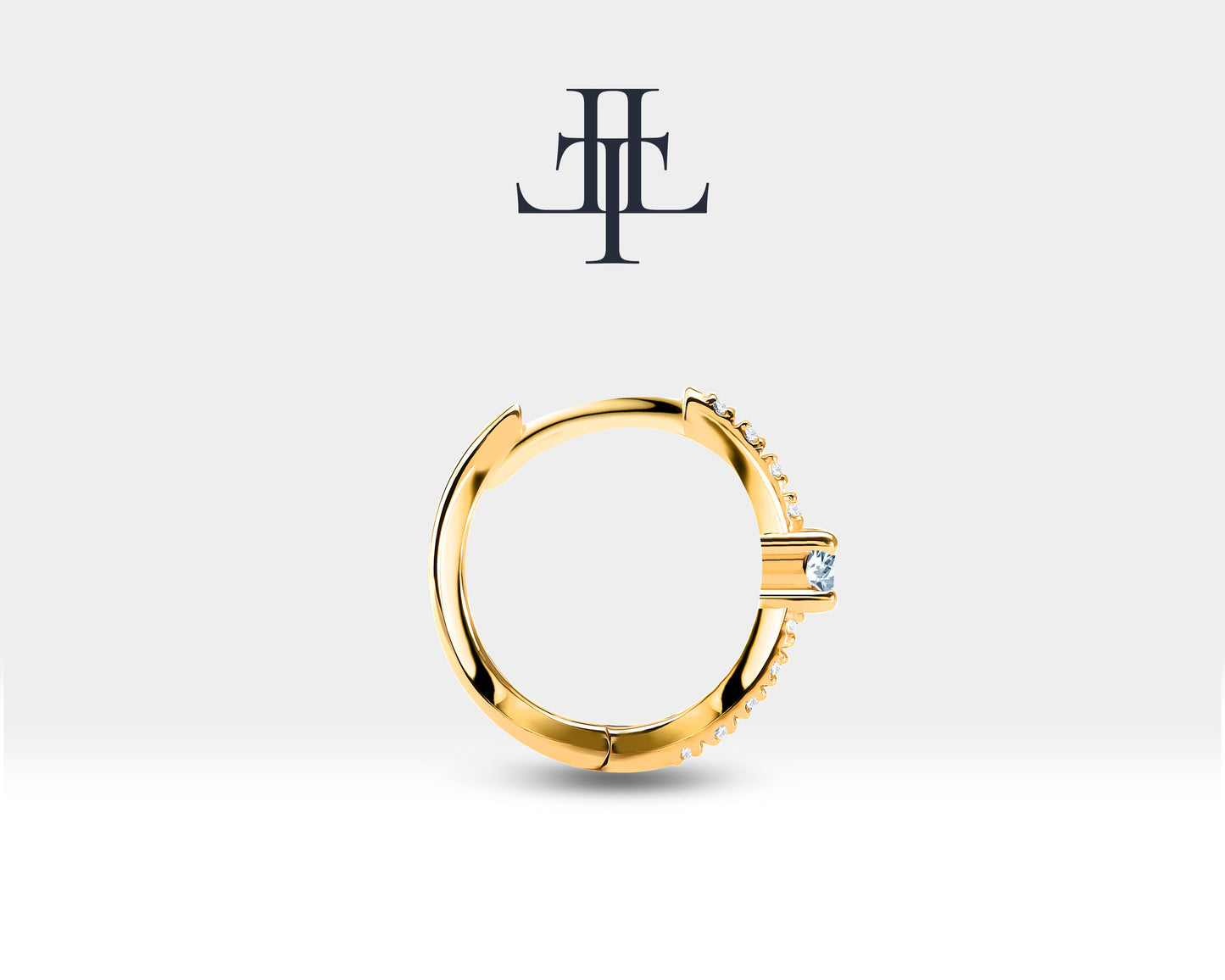 Pırlanta ve Pırlantalı Küpe, 12 MM , 14K Sarı-Beyaz-Kırmızı Altın | LE00004D