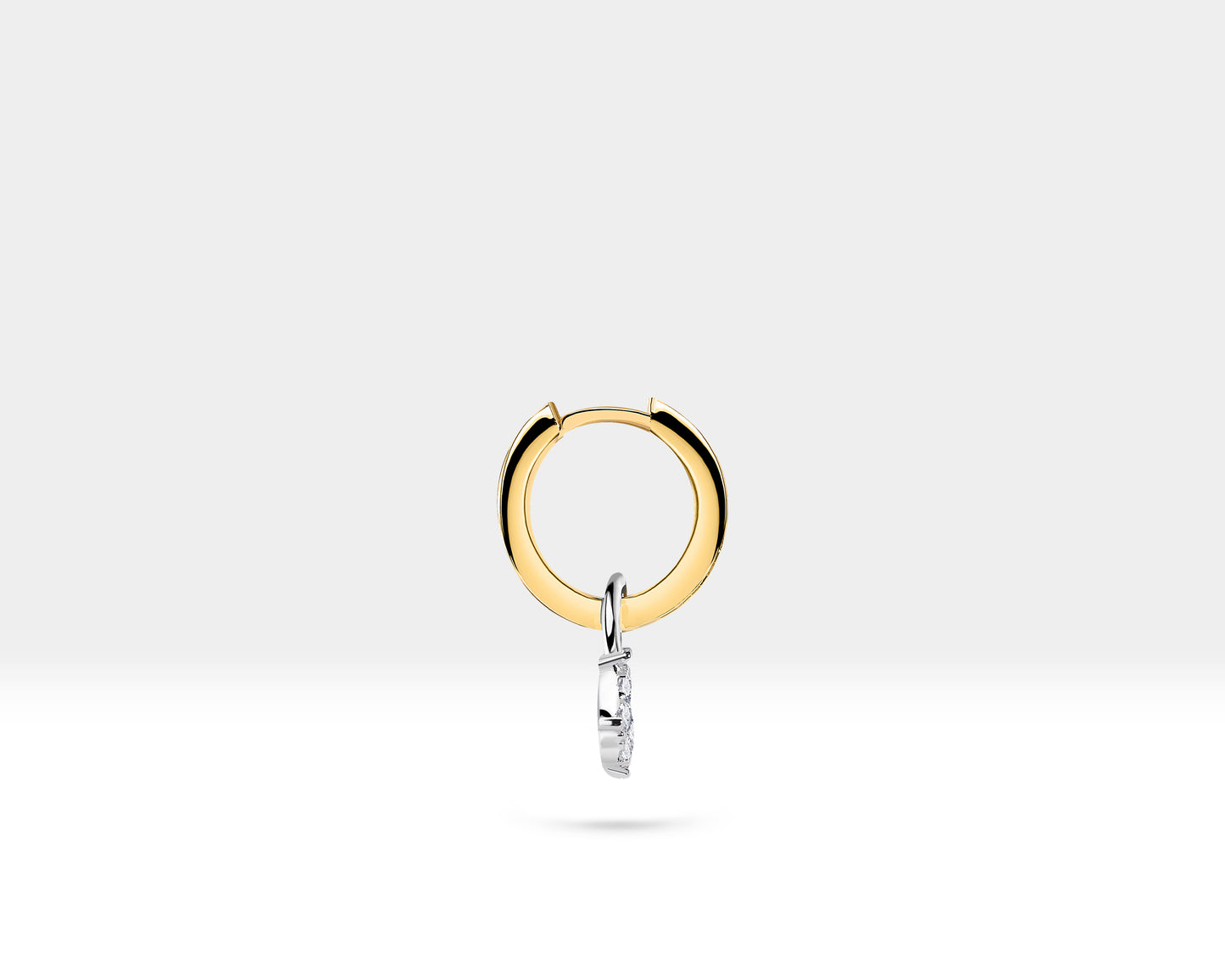 Pırlantalı Sallantı Küpe, 12 MM , 14K Sarı-Beyaz-Kırmızı Altın | LE00048D