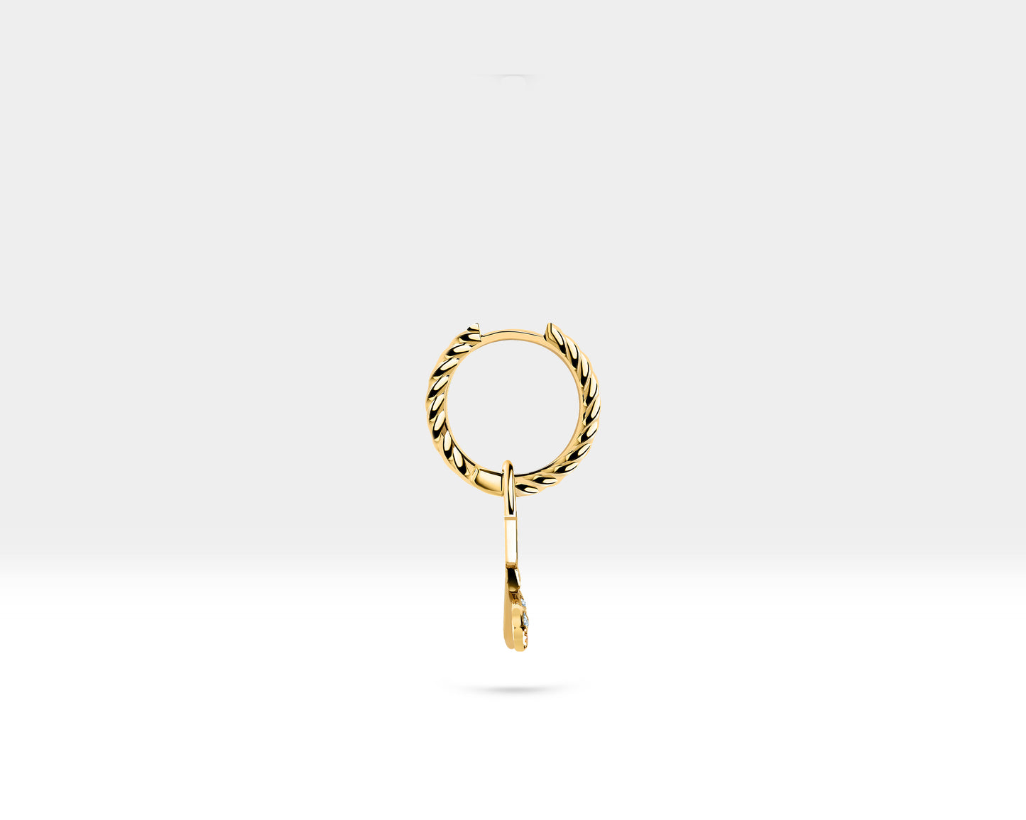 Safir ve Pırlanta Deniz Kızı Kuyruğu Sallantılı Küpe, 13 MM , 14K Sarı-Beyaz-Kırmızı Altın | LE00075DS