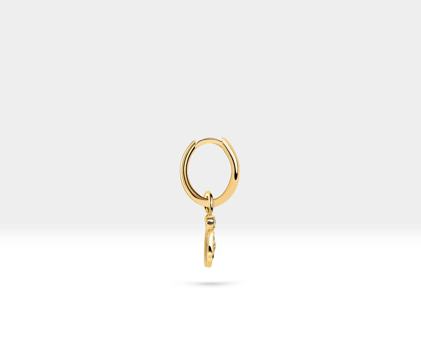Renkli Safir Nazar Boncuğu Sallantılı Küpe, 13 MM , 14K Sarı-Beyaz-Kırmızı Altın | LE00076DMS