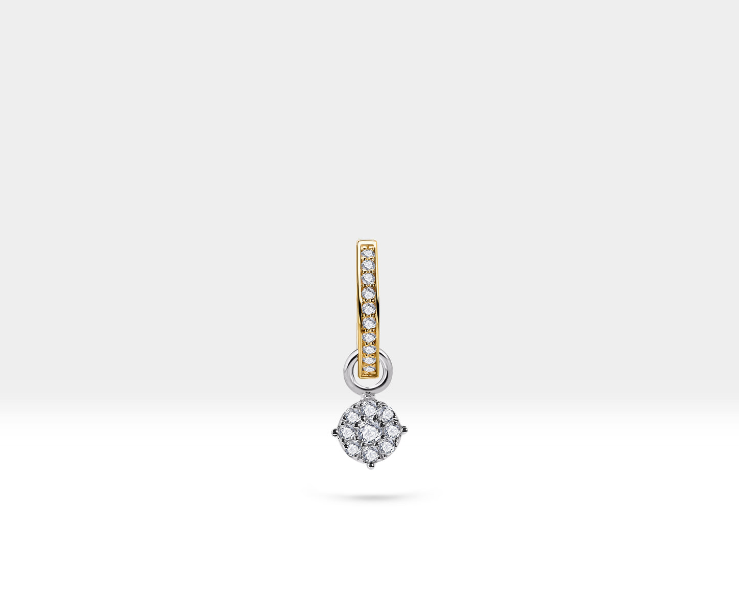 Pırlantalı Sallantı Küpe, 12 MM , 14K Sarı-Beyaz-Kırmızı Altın | LE00048D