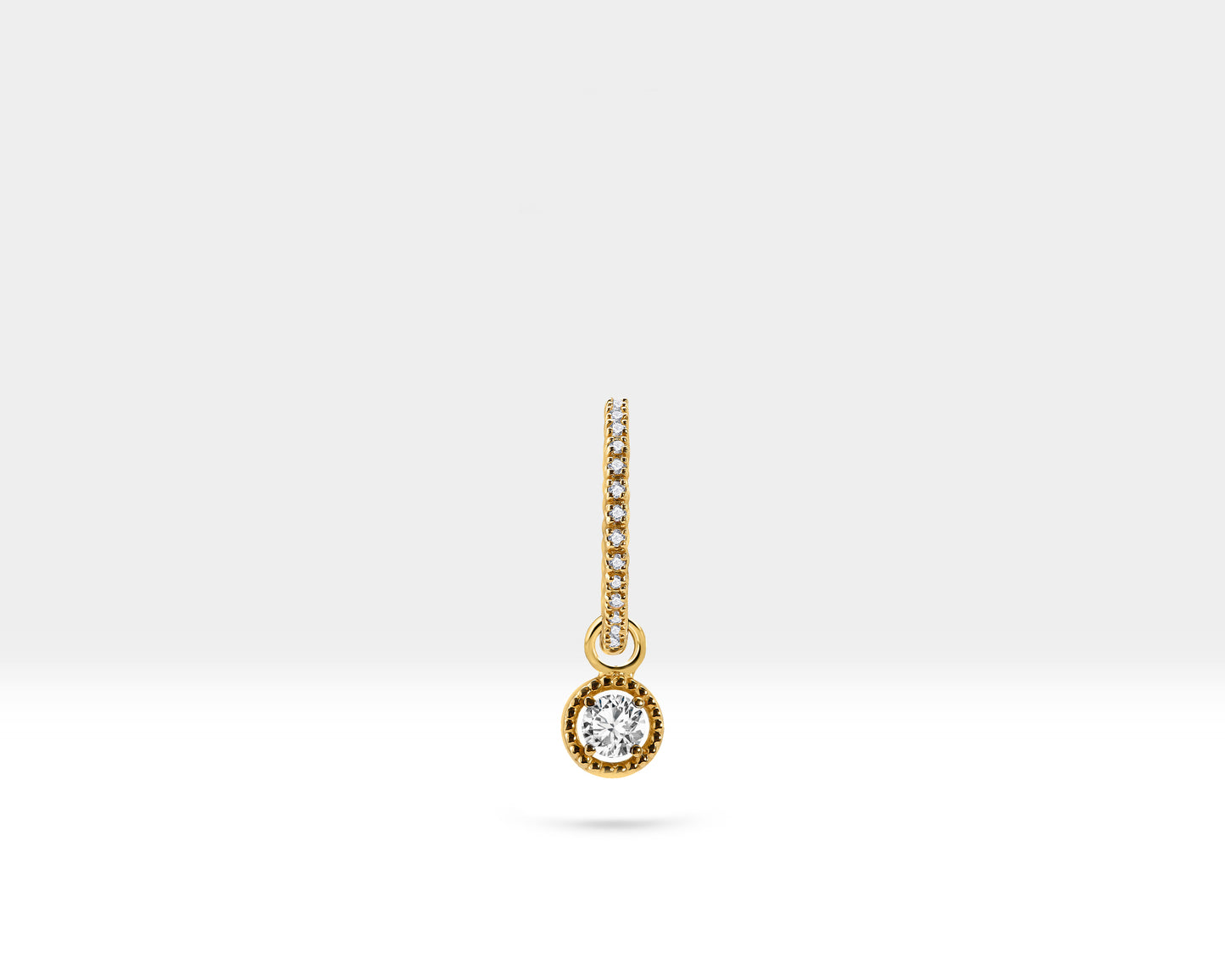 Yuvarlak Pırlanta Sallantılı Küpe, 17 MM , 14K Sarı-Beyaz-Kırmızı Altın | LE00061D